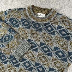 Vintage 80s 90s Sweater Size Medium 3D Preppy Academia Grandpacore Jacquard Knit